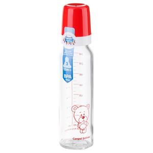 Canpol babies Dojčenská fľaša sklo, červená/modrá 240ml                         